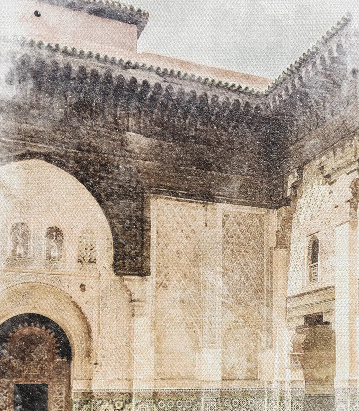 Tableau architecture marocaine en context intérieur minimaliste Massinart