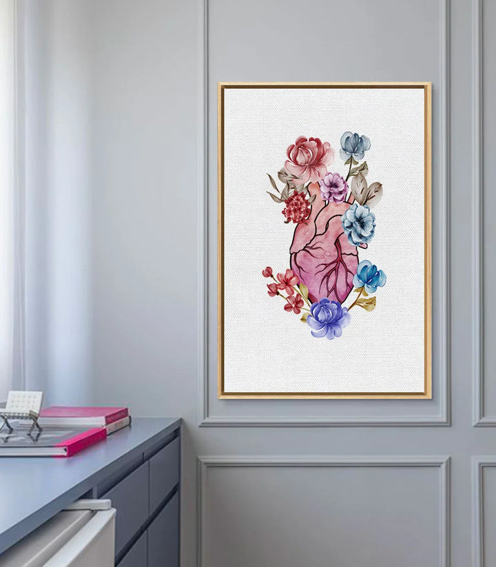 Tableau Floral Heart en mise en situation dans un salon contemporain - Massinart