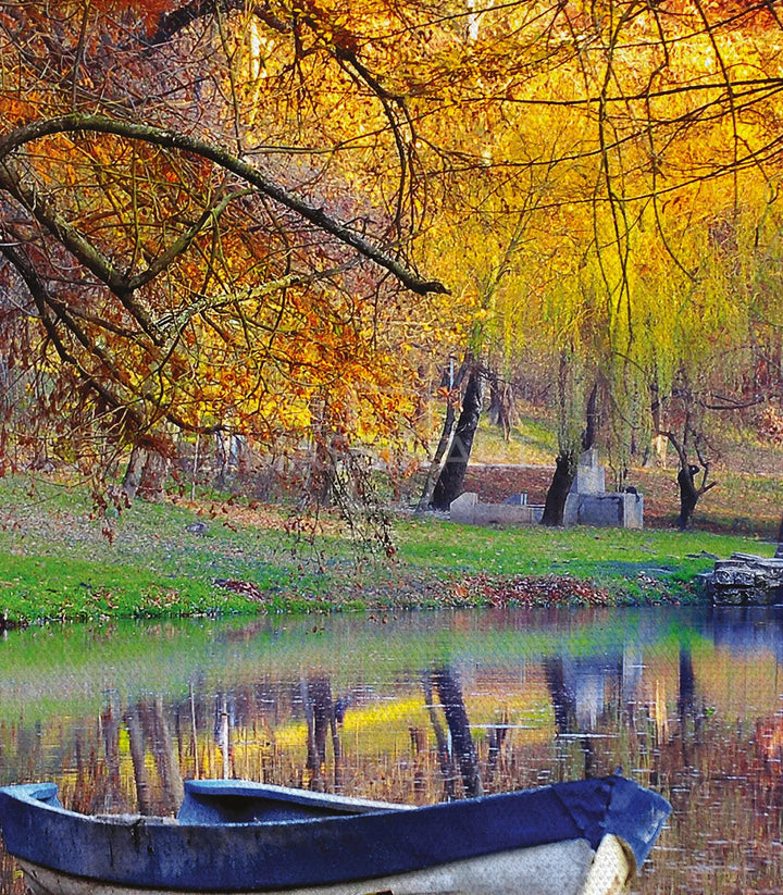 Tableau paysage nature reflets eau automne Massinart