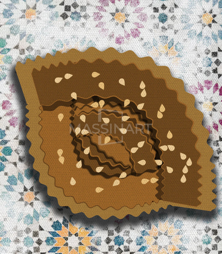 Tableau Chabakia diptyque — couleurs marron doré turquoise Massinart