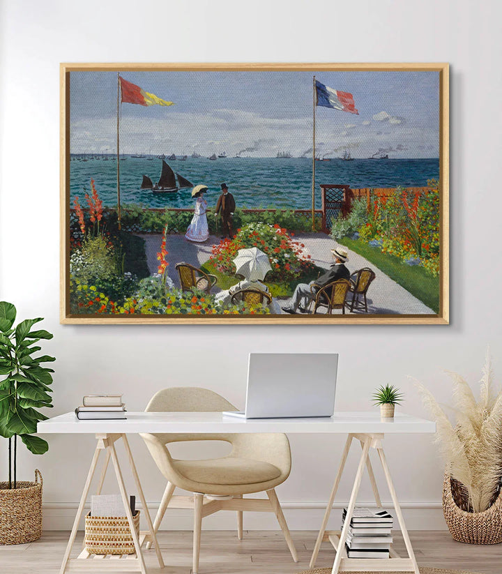 Tableau Jardin à Sainte-Adresse Monet en mise en situation décoration séjour élégant Massinart