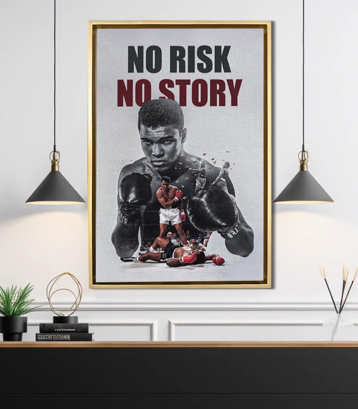 Mise en situation salon moderne Clay Legend Massinart — tableau boxe inspirant au-dessus console