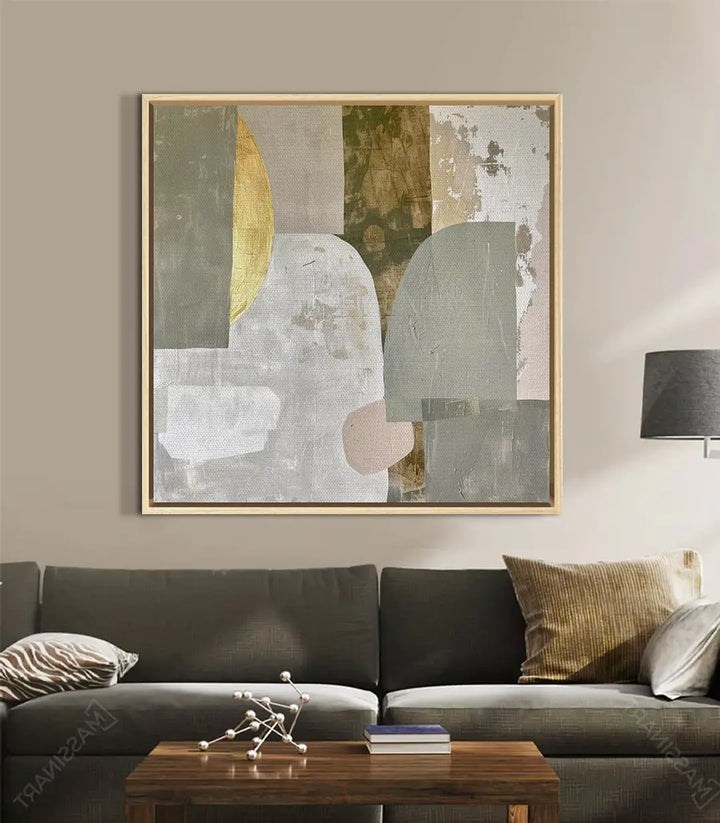 Tableau Still Layers décoration intérieur chambre à coucher, art abstrait contrasté — Massinart