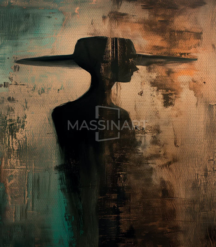 Tableau encadré noir silhouette femme mystère Massinart