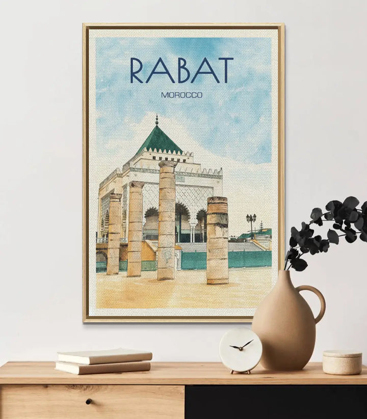 Décoration couloir — affiche Rabat Morocco vintage style travel art, Massinart