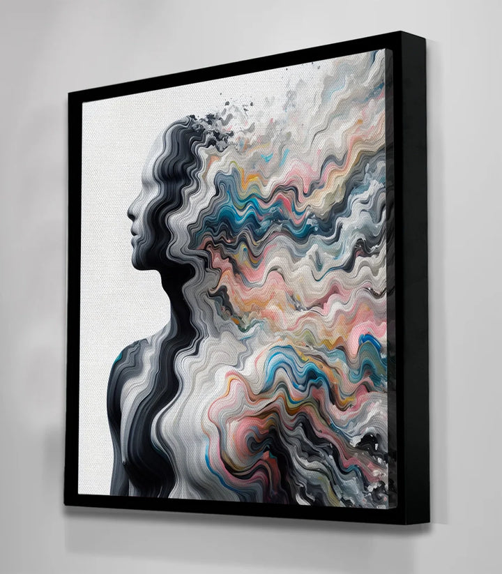 Tableau Color Surge en mise en situation salon moderne Massinart — accrochage mural contemporain