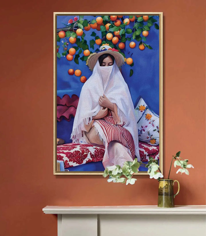 Décoration intérieur chambre — Tableau femme voilée Lady of the North style figuratif maroc