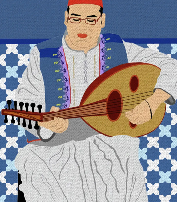 Ambiance séjour — Tableau Oud Harmony Massinart style art contemporain marocain