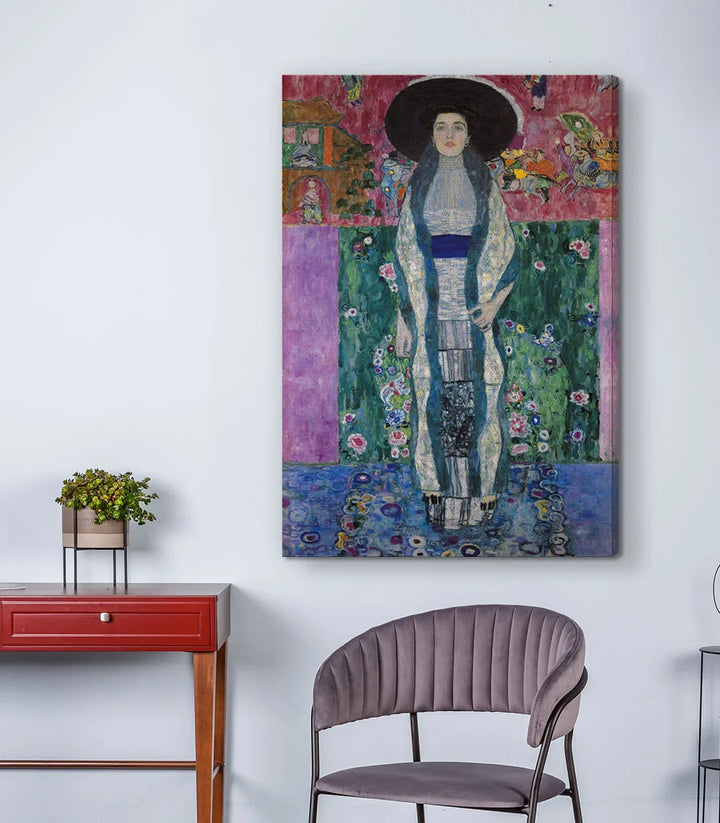 Tableau portrait femme détail motifs floraux Massinart