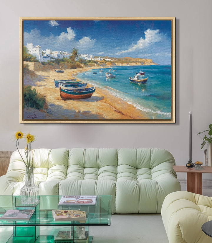 Tableau Coastal Breeze Massinart — mise en situation décoration intérieur séjour