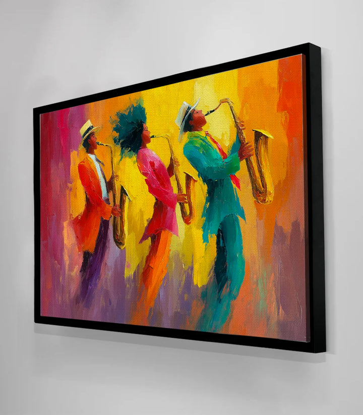 Tableau Jam musiciens expressionniste ambiance salon moderne — Massinart