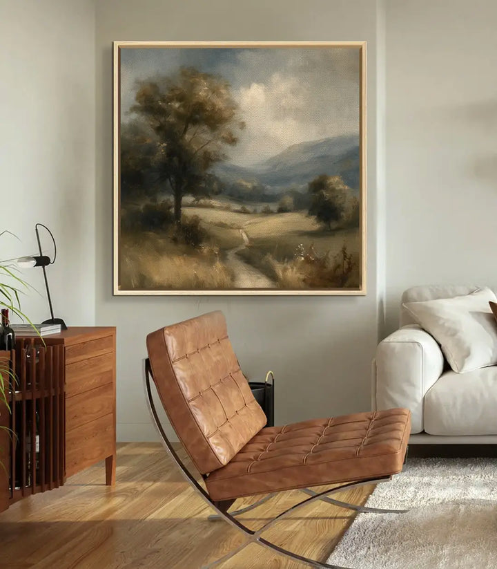 Tableau Fading Fields décoration chambre à coucher — paysage rural inspirant Massinart