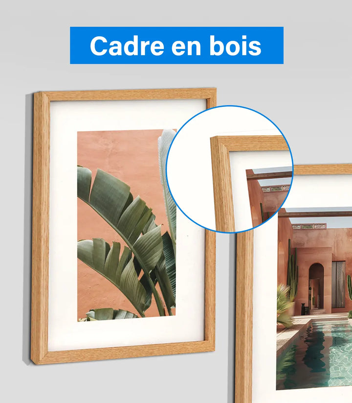 Mise en situation décoration chambre — Mur cadres Marrakech salon moderne vert sauge Massinart