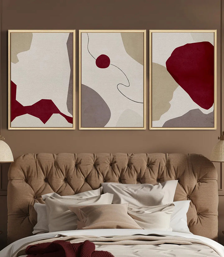 Tableau contemporary abstract shapes warm tones Massinart
