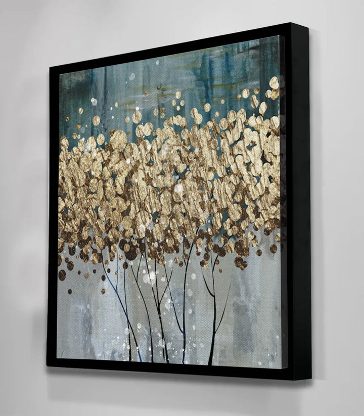 Chambre décorée Massinart — Tableau Feuilles d'or ambiance zen et moderne