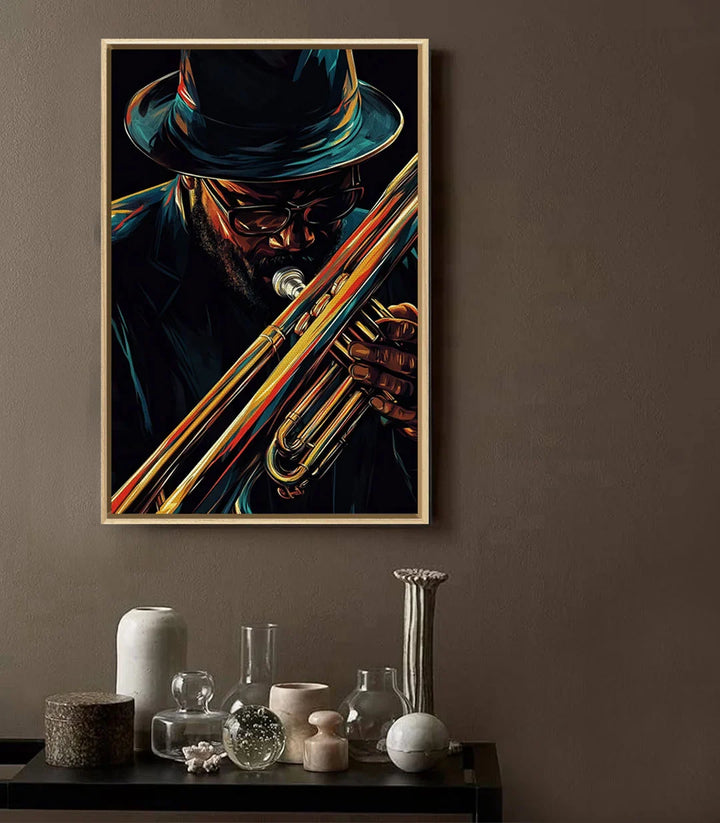 Tableau Jazz Whispers mise en situation salon moderne décoration intérieur Massinart
