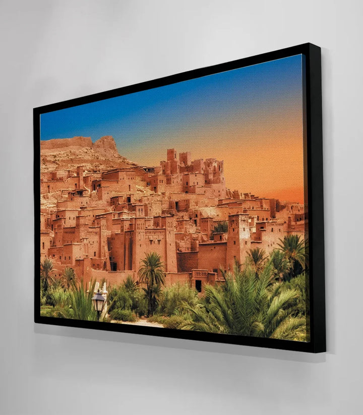 Decoration mur blanc tableau kasbah marocaine Massinart