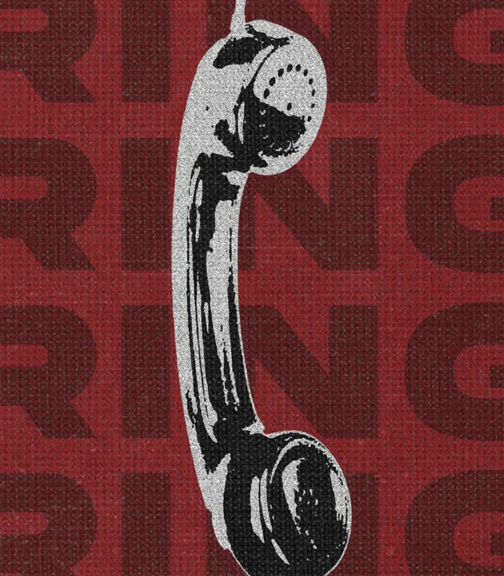 Tableau Lucky Ring droite — Typographie RING répétée sur fond rouge bordeaux, style pop-art Massinart