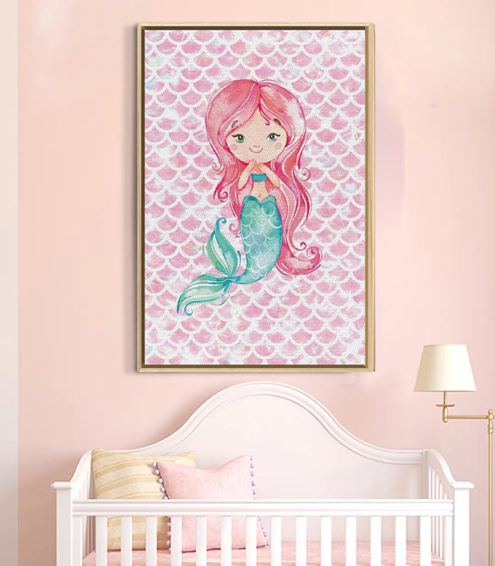 Tableau Mermaid décoration intérieur lit blanc Massinart