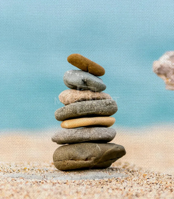 Tableau Stone Balance palette douce beige bleu — décor côtier apaisé Massinart