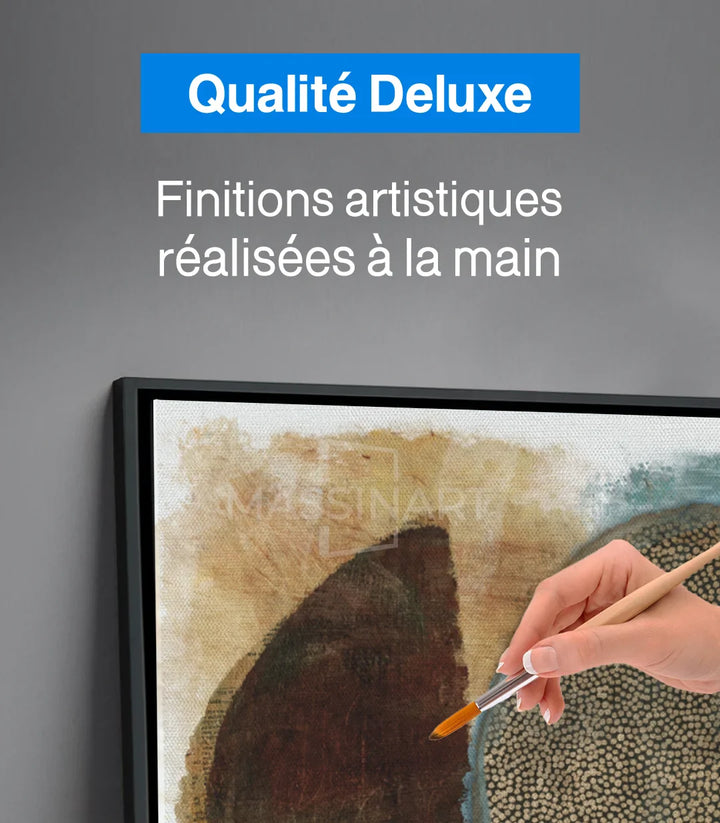 Tableau Boho triptyque Massinart — composition abstraite minimaliste cadre noir