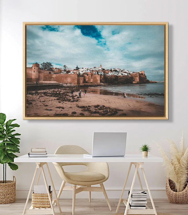 Tableau Kasbah Rabat mise en situation salon — paysage côtier marocain Massinart