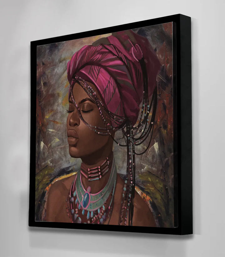 Décoration salle à manger, tableau femme africaine portrait ethnique Massinart