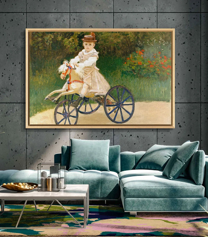 Tableau enfant tricycle dans bureau classique, ambiance impressionniste — Massinart