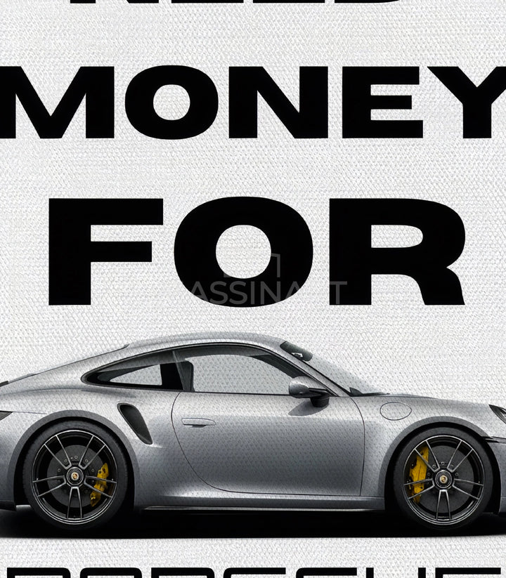 Tableau Porsche 911 sportive moteur ouvert noir blanc Massinart