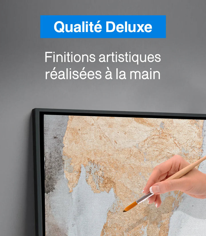 Décoration intérieur canapé tableau Aurous abstrait doré Massinart
