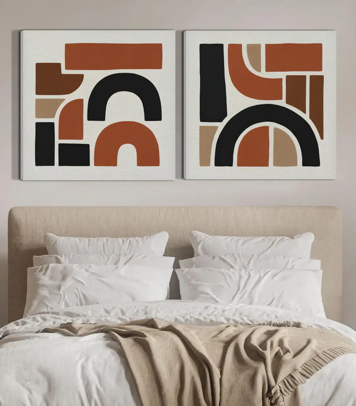 Tableau Broken Arches diptyque ambiance salon moderne Massinart