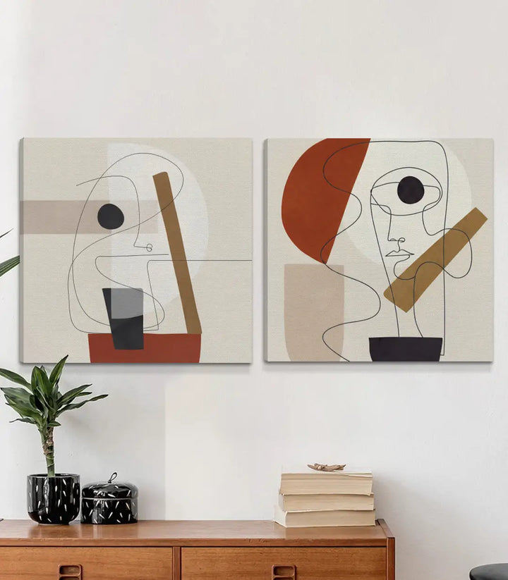 Tableau Linework diptyque décoration chambre coucher Massinart