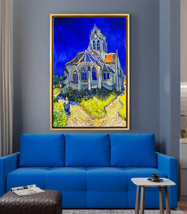 Décoration intérieur bureau, tableau architecture expressionniste bleu et jaune Massinart