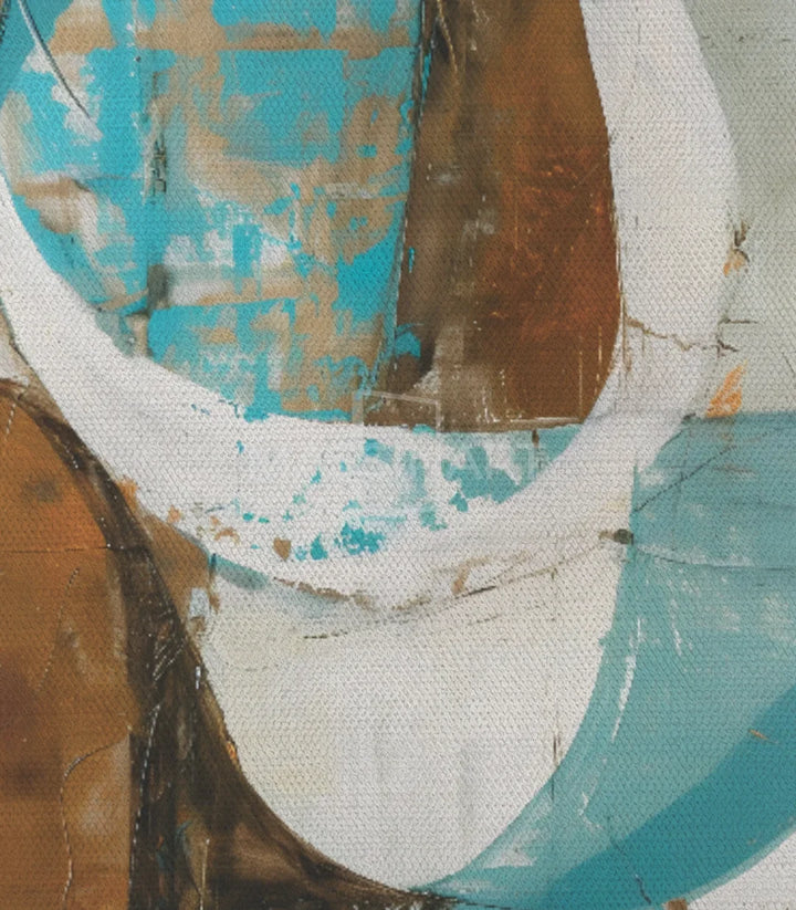 Mise en situation séjour Tableau Nexus cercles abstraits turquoise — Massinart