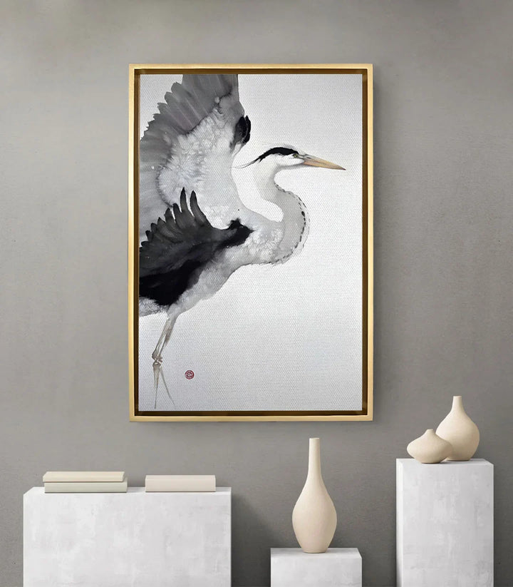 Mise en situation salon moderne, décoration oiseau nature Massinart
