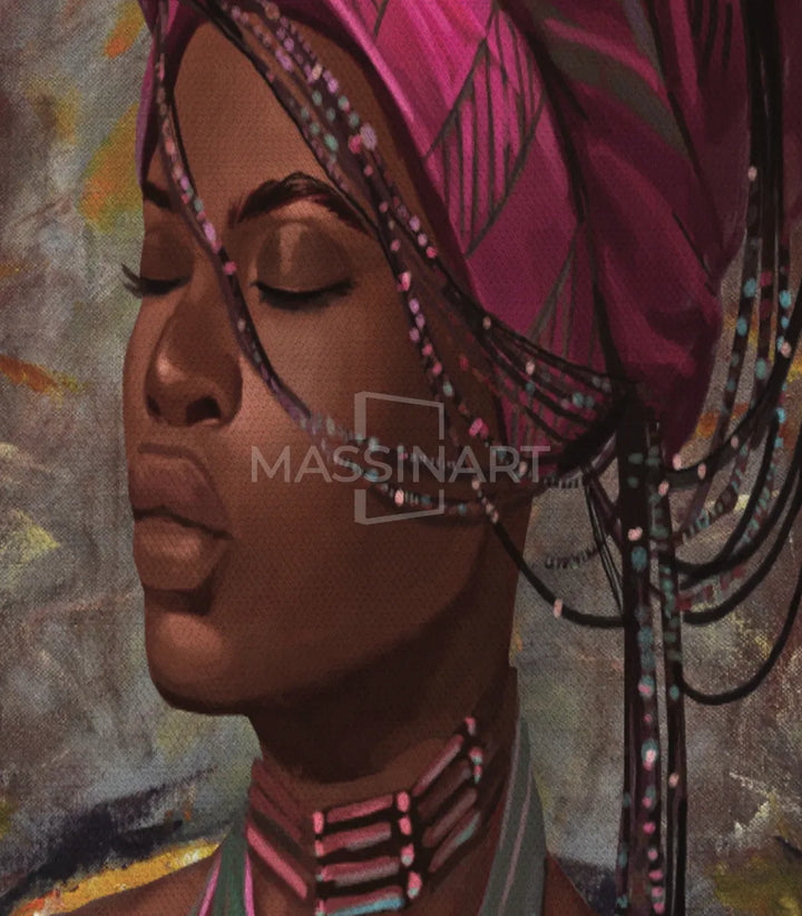 Tableau African Tribal dans salon marocain contemporain Massinart