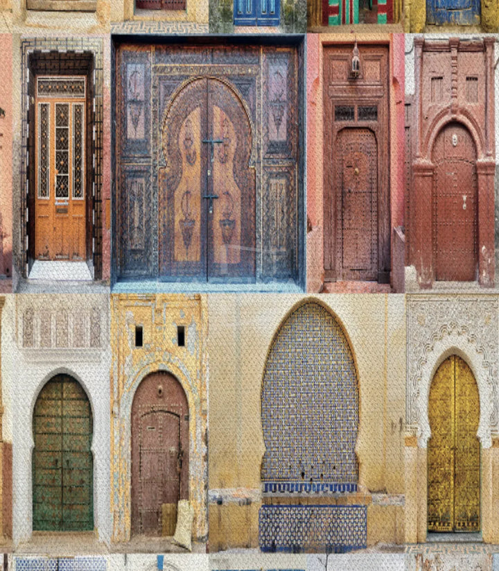 Tableau photo-art portes marocaines encadré noir, prêt à accrocher — Massinart