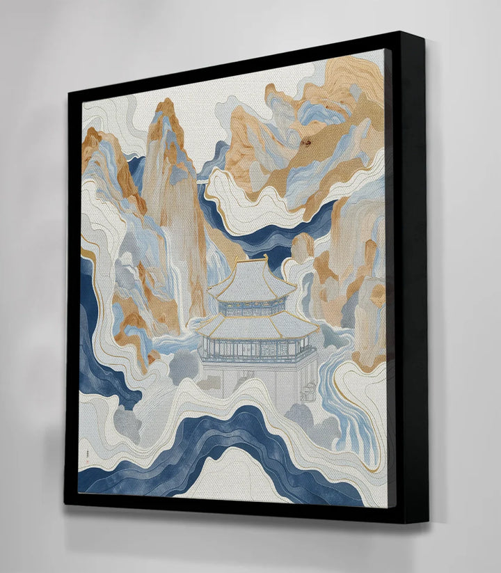 Tableau paysage montagneux topographique, décoration bureau moderne Massinart