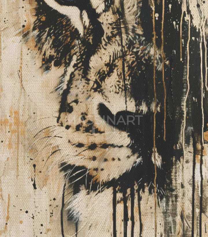 Tableau lion Hungry Massinart — emballage livraison prêt à accrocher
