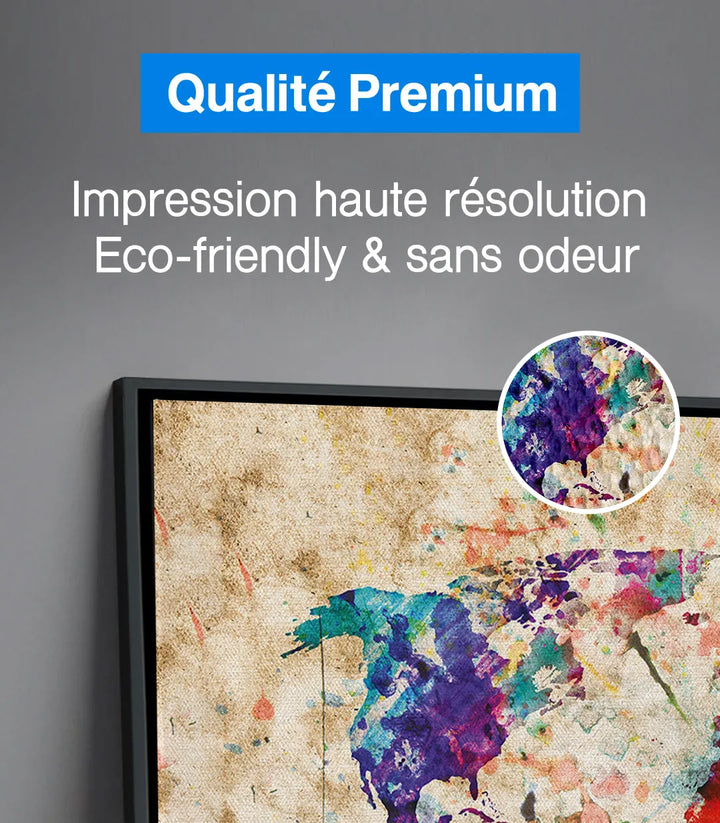 Détail peinture aquarelle continents Massinart
