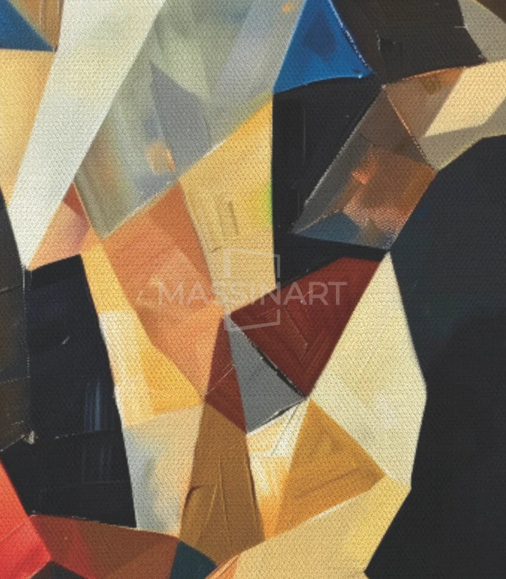 Tableau art cubiste Endurance taureau, style contemporain Massinart