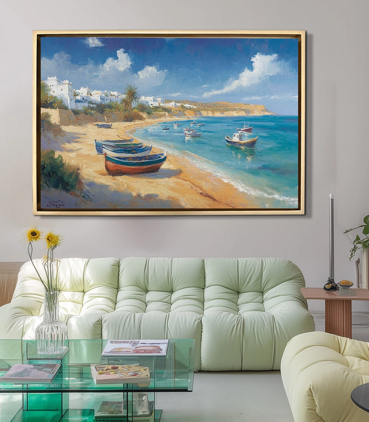 Tableau Coastal Breeze Massinart — mise en situation décoration salon moderne