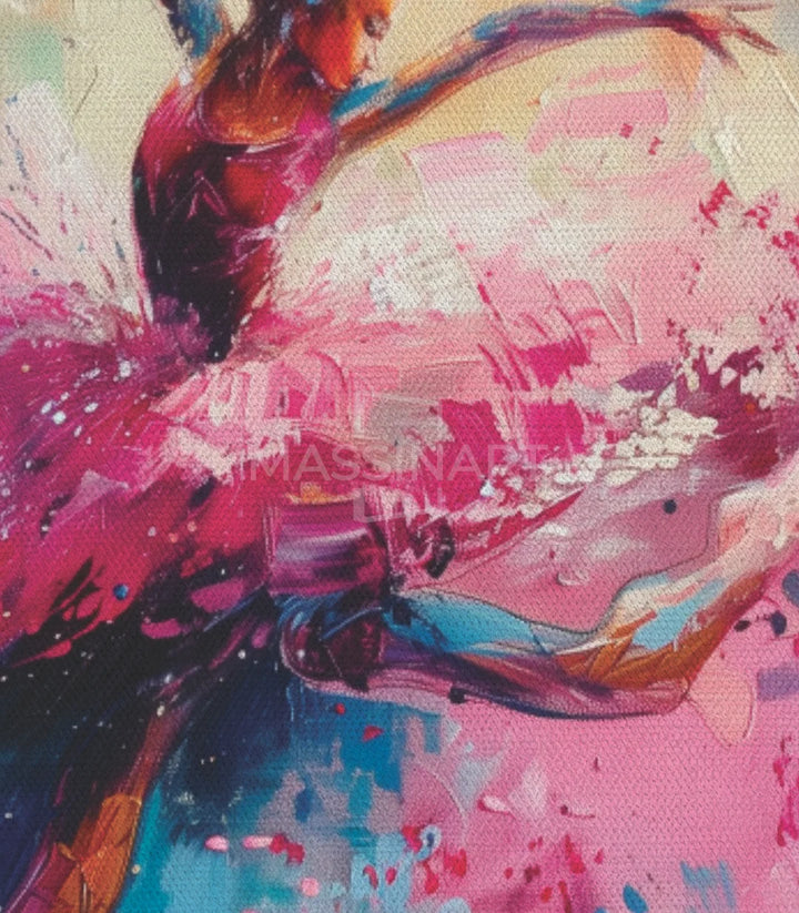 Tableau Flow style expressionniste palette rose turquoise Massinart