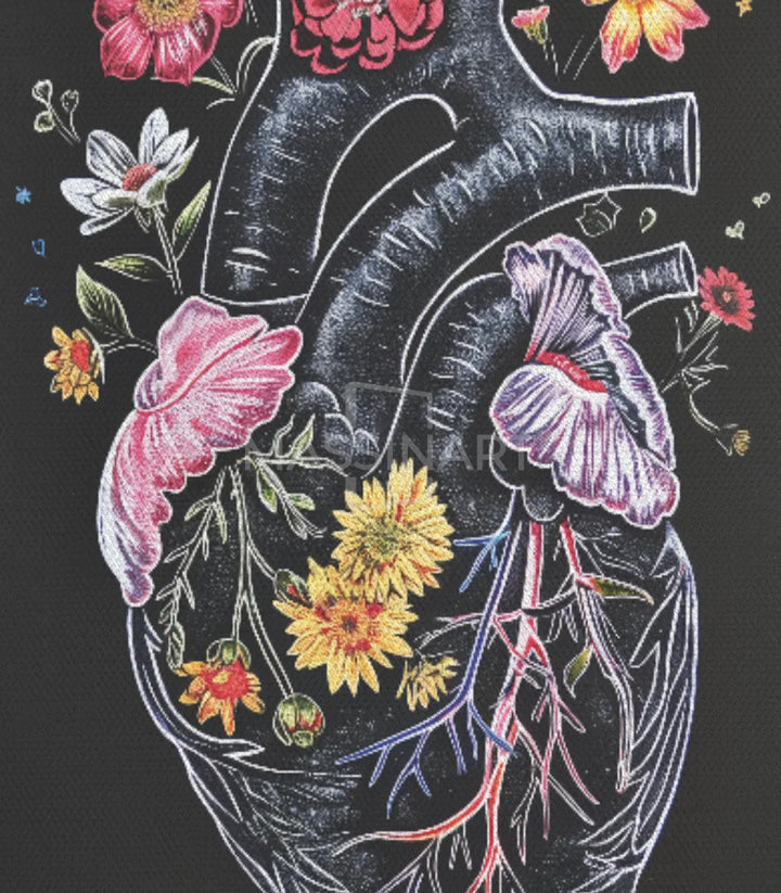 Présentation encadrement — coeur anatomique art floral Massinart