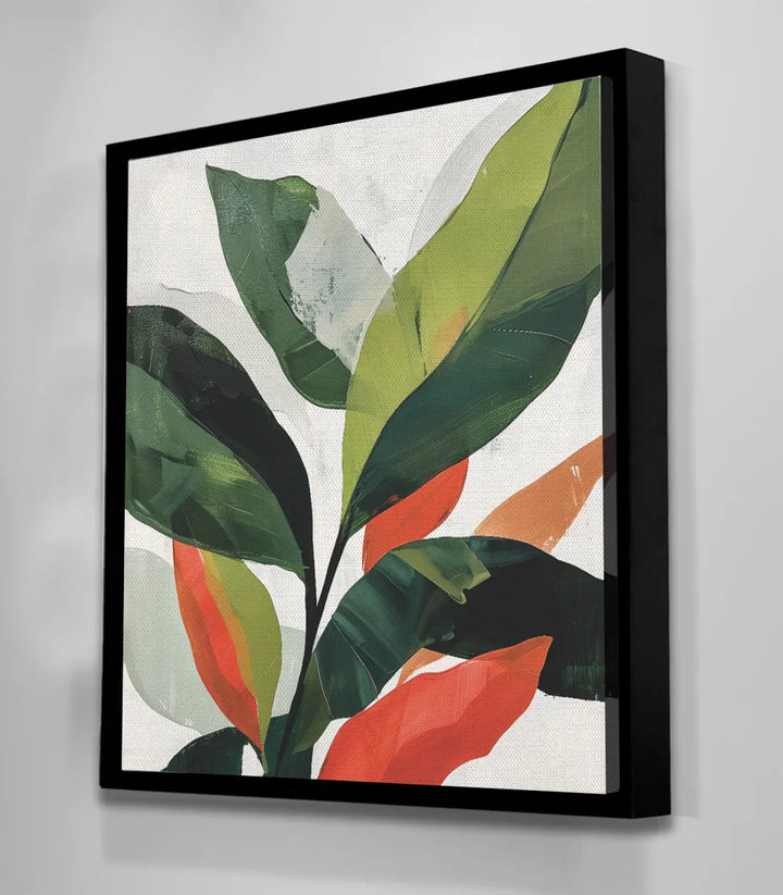 Détail tableau nature abstrait vert et terracotta Massinart