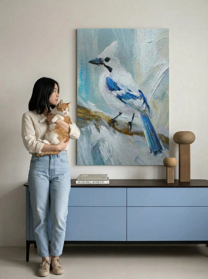 Tableau oiseau nature style contemporain vertical — Massinart