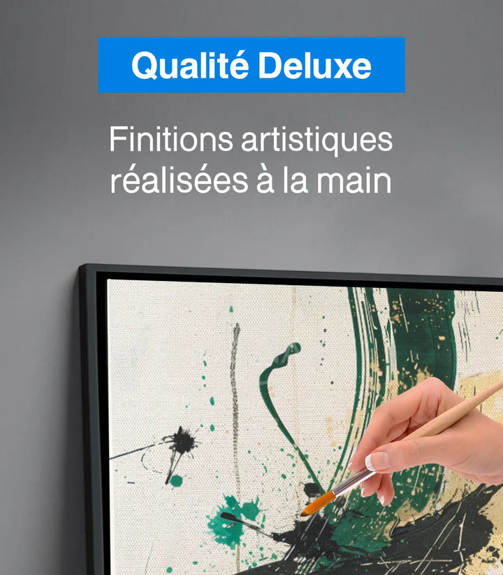 Tableau Thrive expressionniste triptyque — palette vert, noir, beige, tons chauds Massinart