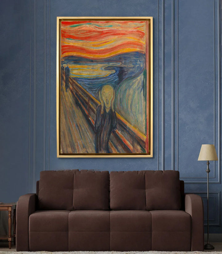 Décoration intérieur bureau avec Tableau Le Cri vertical expressionniste, ambiance artistique Massinart