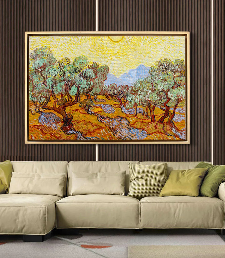 Tableau Olive Trees encadré noir décoration intérieur bureau séjour — Massinart