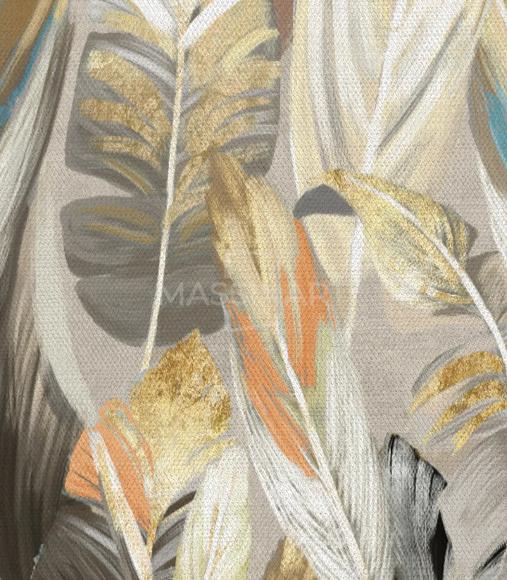 Présentation mur blanc tableau carré feuilles abstraites Massinart